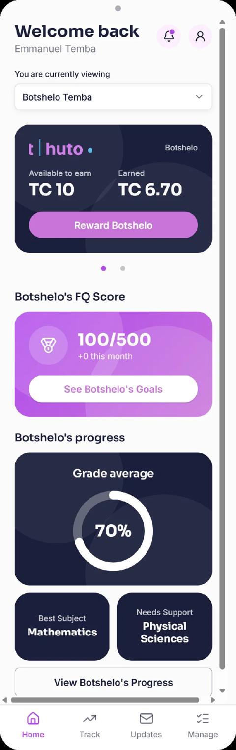 Thuto parent app home